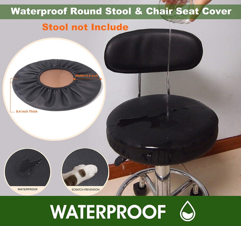 2PC 17.5 Inch Sigmat Waterproof PU Bar Stool Cover Anti-Slip Round Seat Cover Coffee