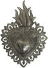 Sacred Heart Flaming Heart Religious Folk Art - Spiritual Home Decor, Haitian Metal Wall Art, 7.25 X 10.25 Inches