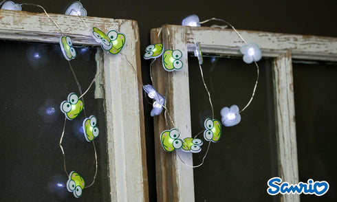 20ct 7 (2 Silver Buffalo Sanrio Hello Kitty and Friends Keroppi Decorative String Lights, Feet Long, Battery Powered AA