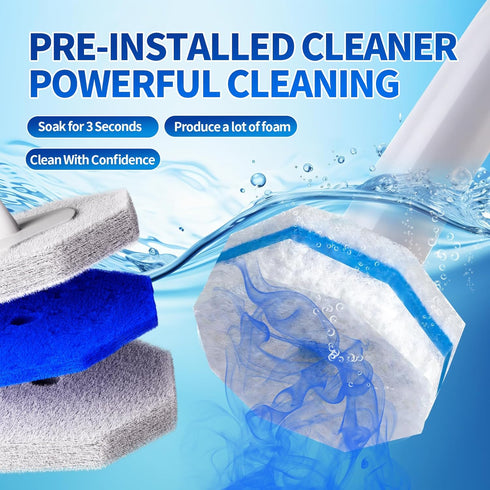 FAMYLI Set 60 Disposable Toilet Brush with Replacement Heads, Toilet Cleaning Replacement Pads, Starter Kit