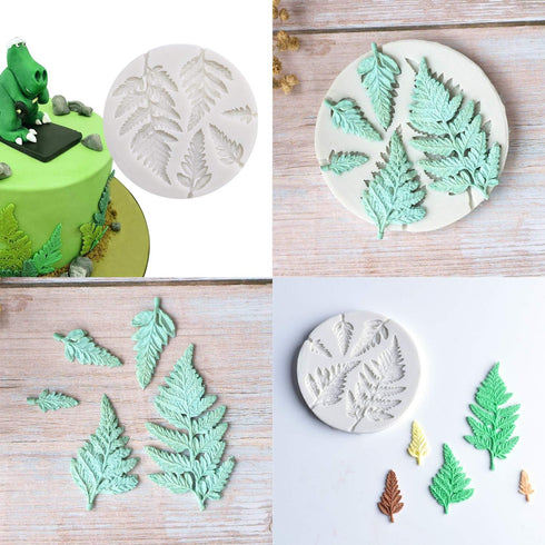 2PCS Succulent Fondant Mold - Fern Leaf Silicone Molds for Cake Decoration, Gumpaste 3D Molds for Cupcakes