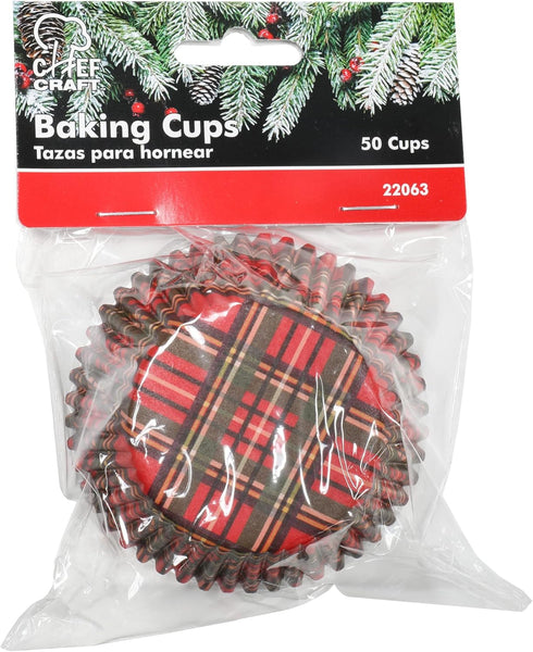 Chef Craft Paper Patterned Cupcake Liners, 50 Count, Green/Red by Chef Craft