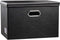 PRANDOM Large Collapsible Storage Bin with Lid, Black Leather Fabric Foldable Box Organizer for Home, 1-Pack.