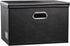PRANDOM Large Collapsible Storage Bin with Lid, Black Leather Fabric Foldable Box Organizer for Home, 1-Pack.