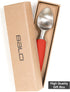 BALCI Ice Cream Scoop - Heavy Duty Stainless Steel Ice Cream Scooper with Non-Slip Rubber Grip, Dishwasher Safe, Red