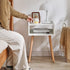 UWNS003W IBUYKE Nightstand, Mid-Century Modern Bedside Table with Solid Wood Legs, Minimalist and Practical End Side