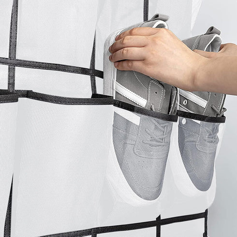 ATTDETJL 28 Closets Over the Door Shoe Organizer, Hanging Shoe Organizer with Mesh Large Pockets Door Shoe Rack