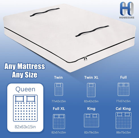 Mattress Bags for Moving and Storage with 8 Handles, Heavy Duty Cover with Strong Zipper Closure, Cali King