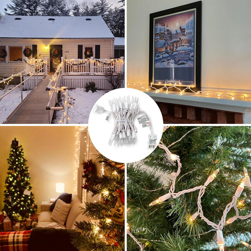Brillarlights 50 Count, 13ft Christmas Lights Clear White Incandescent Mini String Lights Plug in Warm White with White