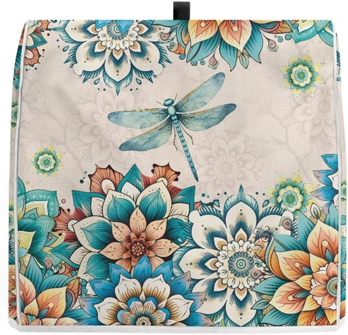 UNICEU Boho Floral Dragonfly Kitchen Aid Mixer Protective Dust Cover, Stand Mixer Blender Cover with Pocket