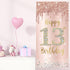 Happy 13th Birthday Door Banner Backdrop Decorations for Girls, Pink Rose Gold 13 Birthday Party Supplies