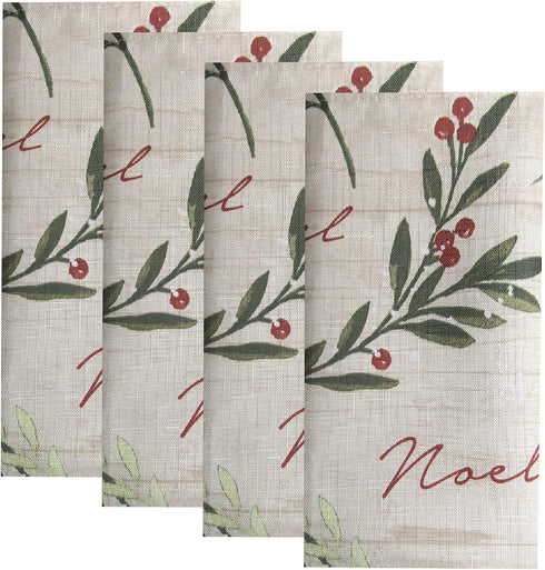 Elrene Home Fashions Set of 4 Holiday Tree Trimmings Fabric Napkins, 17" x 17"