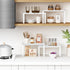 White Marble Kitchen Counter Shelf Organizer, Set of 4 Stackable 2 Tier Risers for Books, Monitor, Cabinet Space