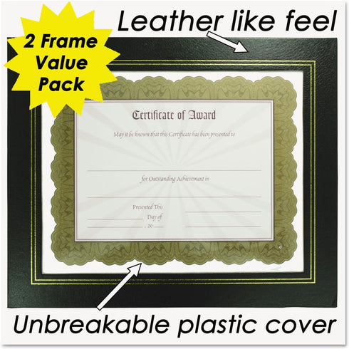 NuDell 21202 Leatherette Document Frame, Black, 8-1/2 x 11 (Pack of Two)