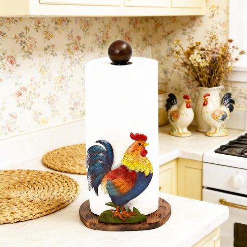Countertop Rooster Paper Towel Holder Rooster Kitchen Decor Chicken Decor for Kitchen Roosters Farmhouse Paper Towel