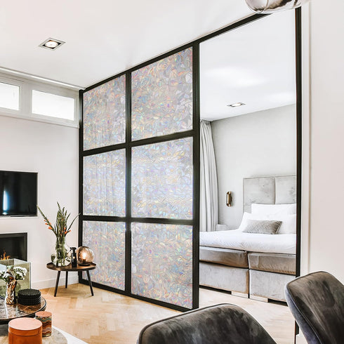 Window Privacy Film, Rainbow Window Clings, Removable Stained Glass Film, 17.5x78.7 Inch
