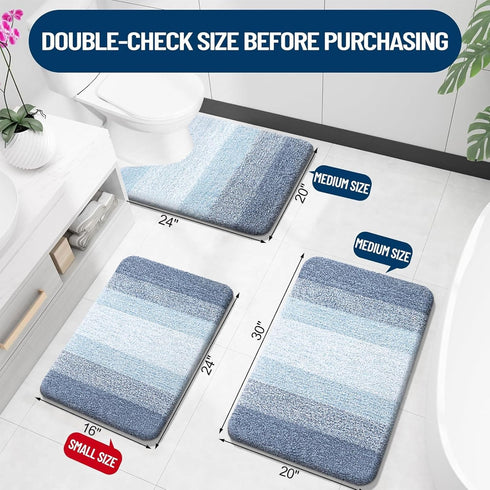OLANLY Luxury Bathroom Rug Mat 24x16 - Extra Soft Absorbent Non-Slip Polyester Bath Rugs for Bathroom Floor