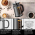 French Press Coffee Maker, 34oz / 1 Quart, 304 Stainless Steel, with 4 Filters System, Heat Resistant Glass