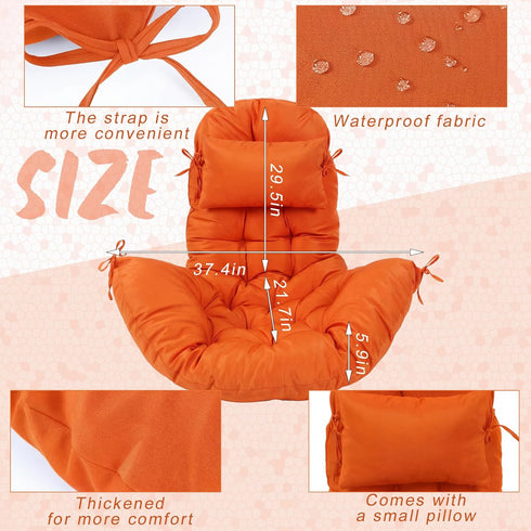 2.58 Hammock Patio(Orange,1 Tudomro Egg Chair Cushion Filling kg Replacement Rocking Wicker Chair Cushions High Back
