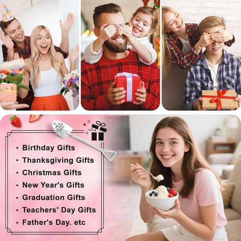 Belatelove Ice Cream Lovers Engraved Spoon Birthday Easter Gifts for Women Friends Sister Brother Daughter Son