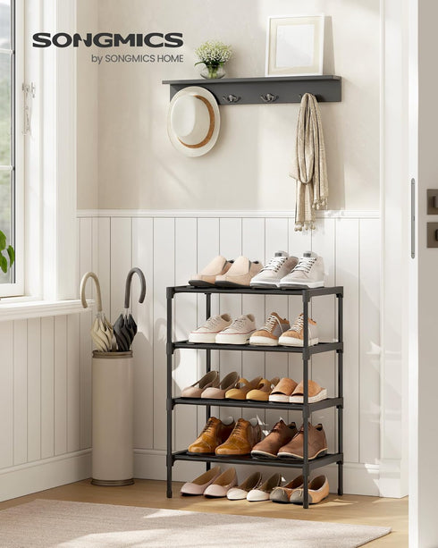 4-Tier Closet, 11.8 17.7 26 Inches, ULSA114BH01 SONGMICS Shoe Rack for Compact Metal Shoe Organizer Shelf for Entryway