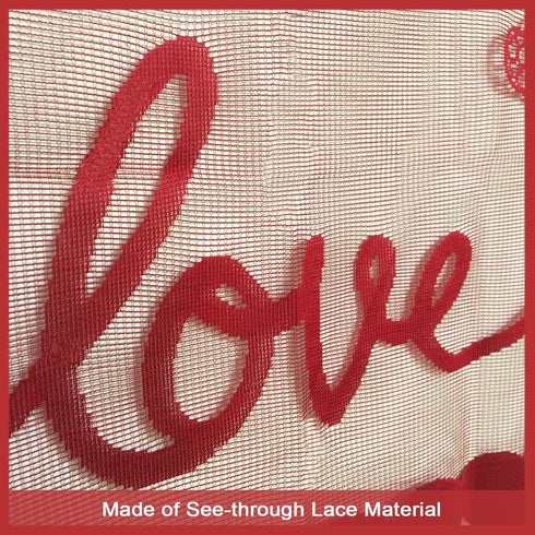 Red Heart Mantle Scarf for Fireplace Decorations - Lace Mantel Cover Runner for Home Living Room, Romantic Indoor Decor