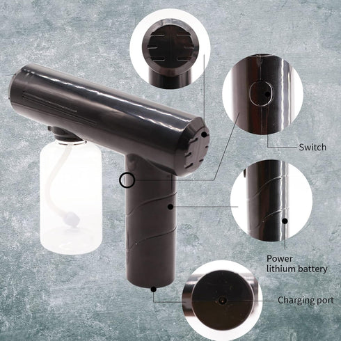 3T GROUP 8.8 OZ Mini Disinfectant Fogger Nano Barber Spray Gun Electric Alcohol Spary Bottle Gun Atomizer Sprayer