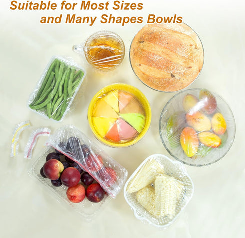 100pcs Plastic Bowl Covers, Elastic Reusable Fresh Keeping Bags for Bread Proofing and More