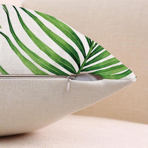 Outdoor Throw Pillow Covers 18x18, Set of 4 Waterproof Tropical Leaves Cushion Covers for Patio Garden
