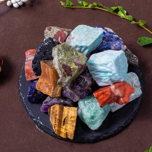 1 lb Bulk Assorted Stones - Large 1" Natural Raw Stones Crystal for Tumbling, Decoration, Polishing