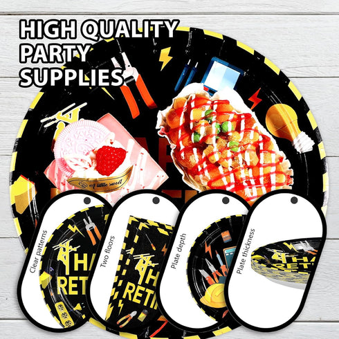 96Pcs 24 Electrician Retirement Party Decorations Electrician Lineman Plates and Napkins Handyman Tools Tableware