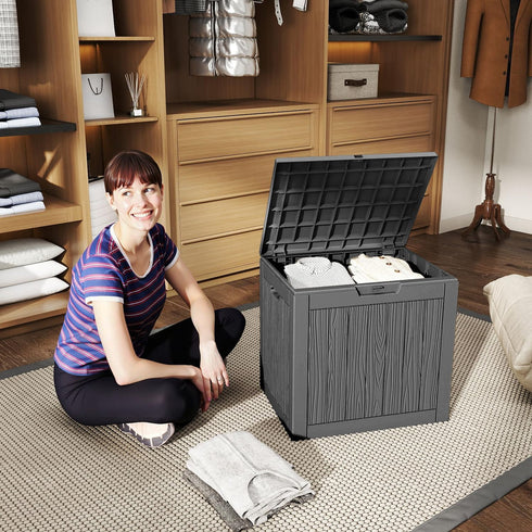 MAIUSCOLI 30 (30 Gallon Waterproof Outdoor Storage Box,Resin Deck Box,Lockable Outside Storage Box Container for Patio