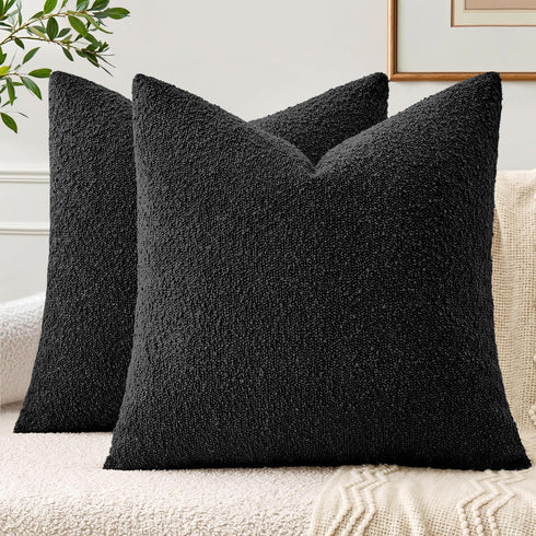 EMEMA Pack of 2, 18 x 18 Inch, Textured Boucle Throw Pillow