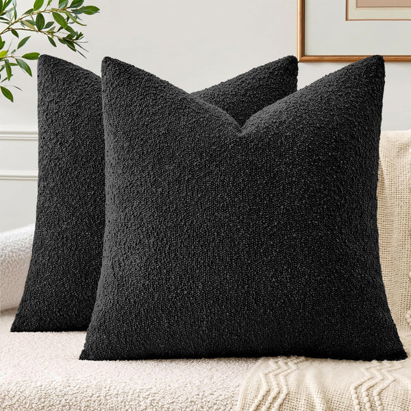 EMEMA Pack of 2, 18 x 18 Inch, Textured Boucle Throw Pillow