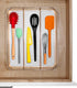 madesmart Large Utensil Tray - Light Grey, 3-compartment, Soft Grip Collection, Non-slip Feet, BPA-free