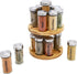 Orii 16 Jar Spice Rack with Included Spices - Rotating 2 Tier Bamboo Wood Countertop Organizer for Kitchen