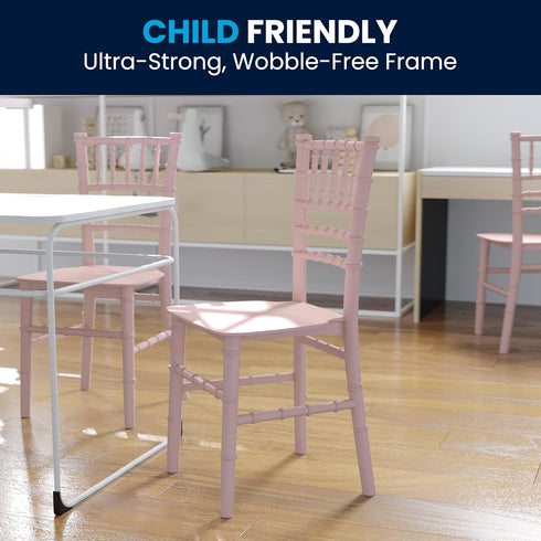 Commercial Flash Furniture Childs Pink Resin Party and Event Chiavari Chair for & Residential Use,Pink