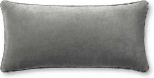 Loloi Liza Pillow Cover, 12'' x 27'' with Down, Grey