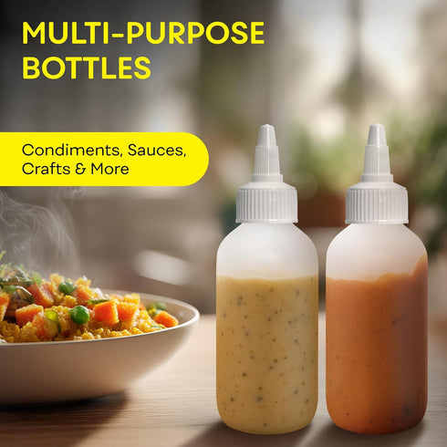 4 OZ Pack 2 BRIGHTFROM Condiment Squeeze Bottles - Squirt Empty Bottles, Twist Top Cap, Leak Proof - Great for Ketchup