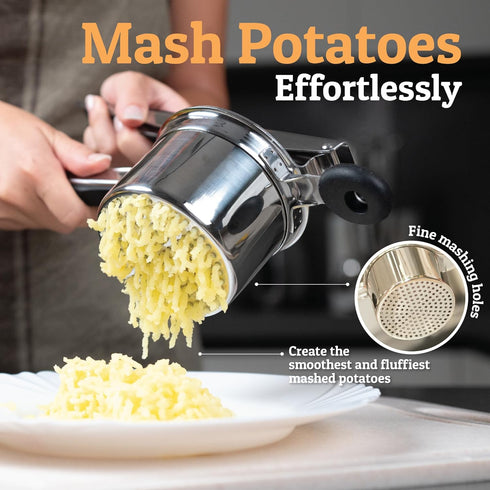 15oz 3 PriorityChef Large Potato Ricer With Discs, Heavy Duty Stainless Steel Potato Ricer for Mashed Potatoes, Potato