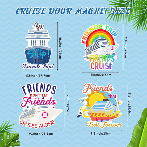 Hoteam 4 Pcs Large Cruise Door Decorations Magnetic Friends Cruise Door Magnets Decor Waterproof Cruise Ship Anchor Life Preserver Ring Magnets Refrigerator Magnets for Cabin Stateroom