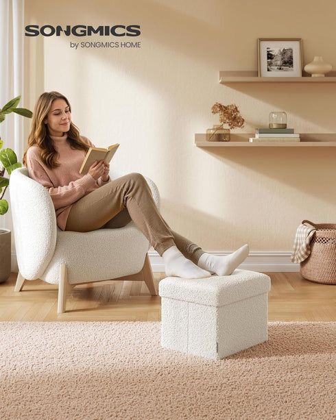 12.2 16.1 12.2 Inches, 286 lb, ULSF094W01 SONGMICS Small Folding Storage Ottoman, Foot Rest Stool, x x Ottoman