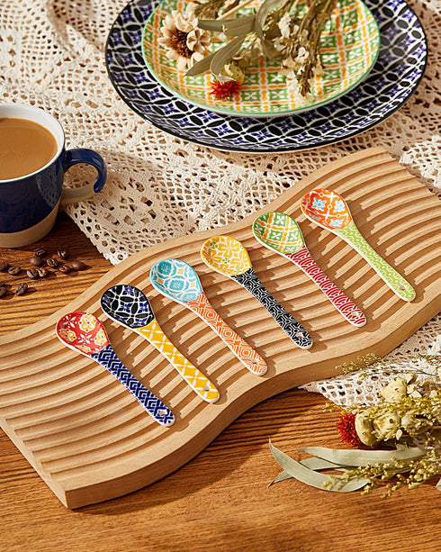 Ceramic Coffee Spoons Set of 6, Colorful Teaspoons for Espresso, Dessert, Tea, Dishwasher & Microwave Safe