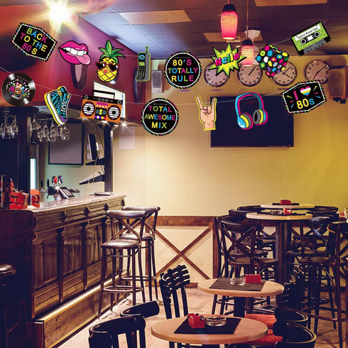 Blulu 80s Party Decorations, 80s Theme Birthday Party Supplies, Banners, Photo Booth Props, Hip Hop Backdrop