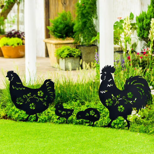 TIGGSY Chicken Metal Decorative Garden Stakes Chicken Gifts for Women/Men Chicken Lovers Gifts Silhouette Statues