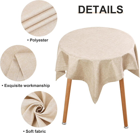 36x36 Inch 18-30 Inch 36" Wolkemer Faux Linen Small Square Tablecloth, Heavy Duty Beige Table Cloths for Tables (Not