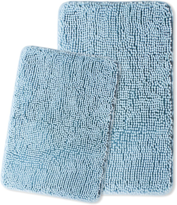 Yeaban Baby Blue Bathroom Rugs Set 2 Piece(20" x 32" and 17"