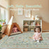Girls,5x7 Green Floral Rug for Washable Botanical Bedroom Rug for Nursery, Playroom or Kids Room,Soft Non-Slip Carpet