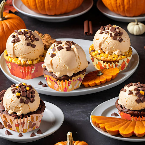 Whaline 600Pcs Fall Thanksgiving Mini Square Cupcake Liners, Pumpkin Leaf Acorn Cupcake Wrappers