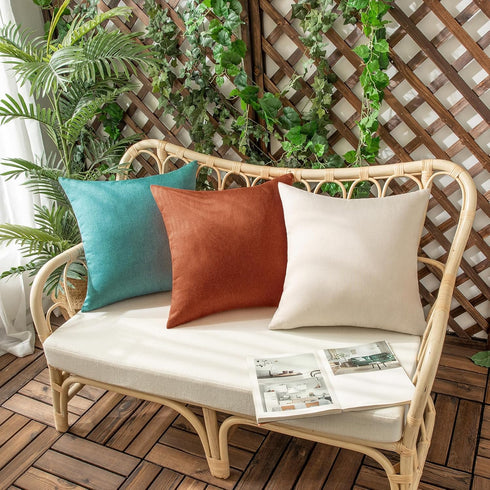 Woaboy Set of 2 Outdoor Waterproof Throw Pillow Covers, Rust Decorative Farmhouse Cushion Cases for Living Room 16x16